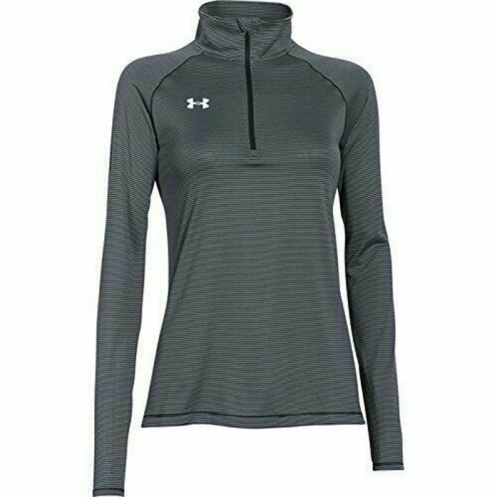 Women's Black/Grey Under Armour Fitted Striped 1/4 Zip Pullover